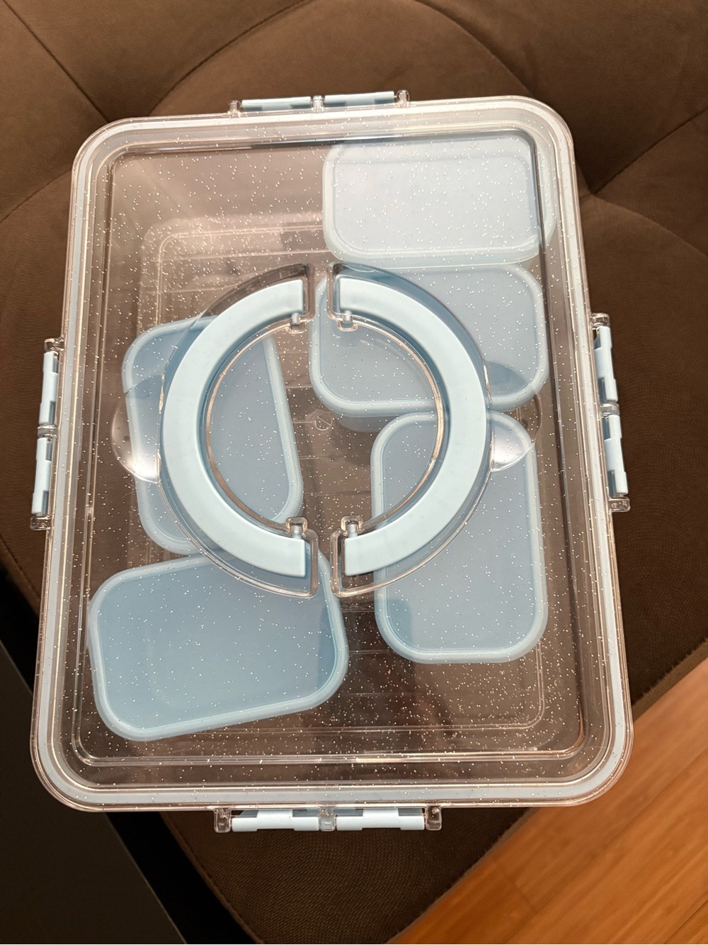 Blue Plastic Multi-Compartment Food Storage Container